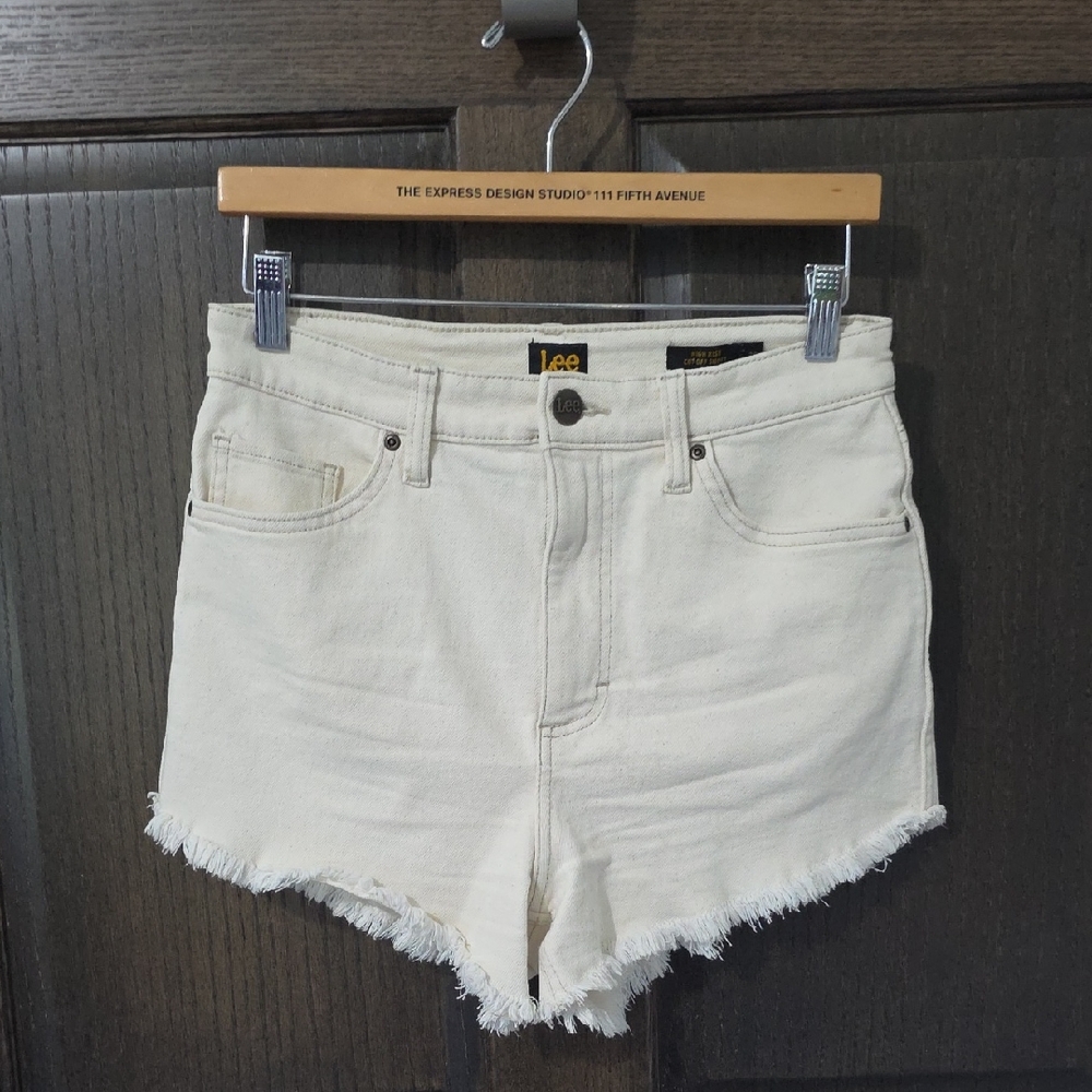 Lee Jean Shorts Distressed Raw-Edge